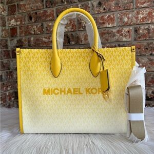 Michael Kors Yellow and White Tote